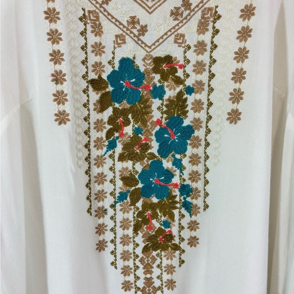 Embroidered Floral Womens Boho Top Bell Sleeves - Picture 8 of 9